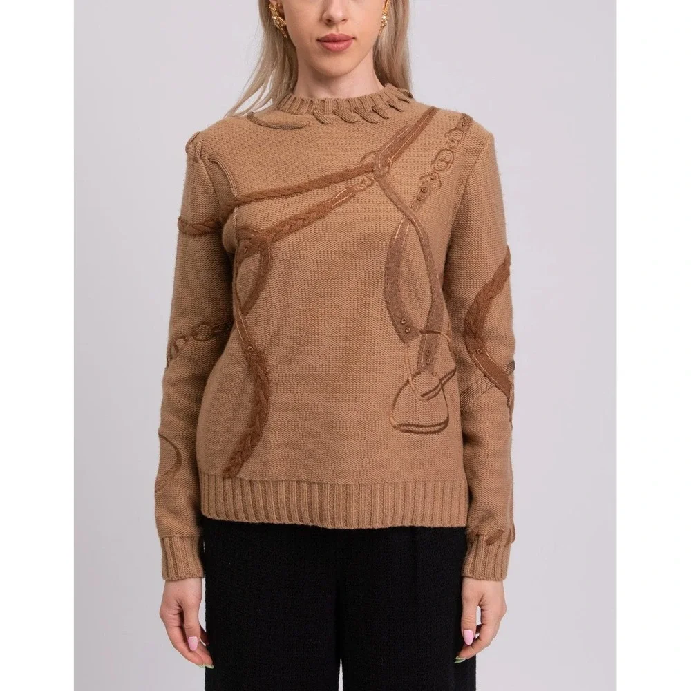 NWT‎ Ralph Lauren Collection Bridle Crewneck Wool Jumper Purple Label Size Large - Picture 6 of 15